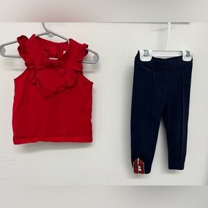 janie and jack girls ruffled tank top and marine ribbon cuff ponte pant